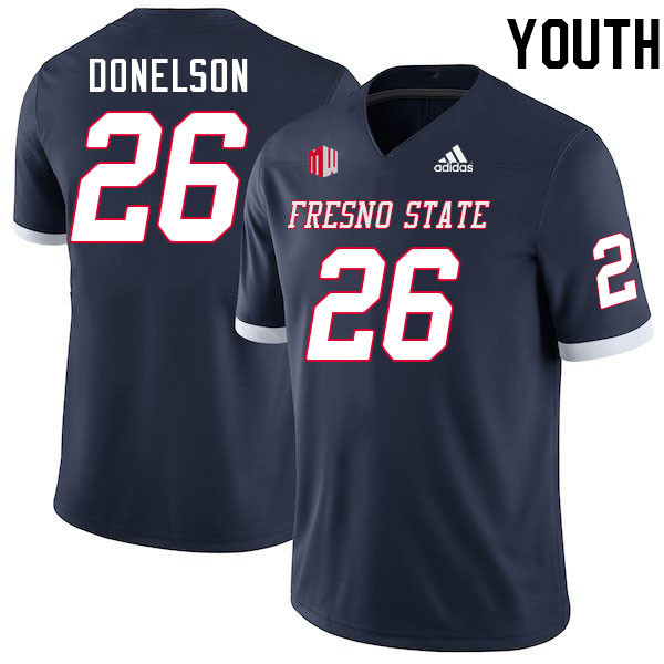 Youth #26 Bryson Donelson Fresno State Bulldogs College Football Jerseys Stitched-Navy